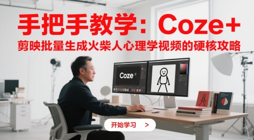 手把手教学：Coze + 剪映批量生成火柴人心理学视频的硬核攻略-沐风资源库