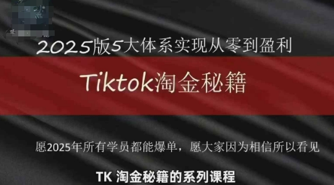 TikTok跨境2025淘金秘籍，​2025TikTok从0到盈利变现-沐风资源库