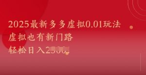 2025最新多多虚拟0.01玩法！虚拟也有新世界，轻松日入1k+-沐风资源库