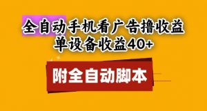 全自动看广告撸收益，单设备收益40+，可矩阵，附脚本，小白必选【揭秘】-沐风资源库