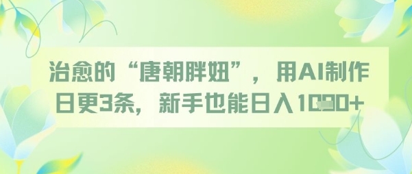 治愈的“唐朝胖妞”，用AI制作日更3条，新手也能日入多张-沐风资源库
