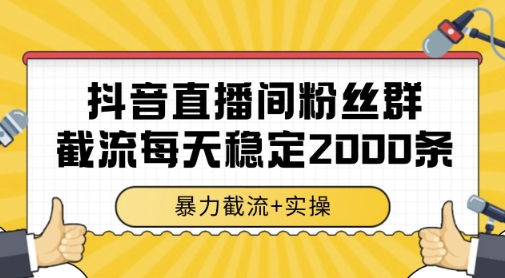 抖音直播间粉丝群暴力截流，一台电脑每天稳定2000条数据，暴力截流+实操 【揭秘】-沐风资源库