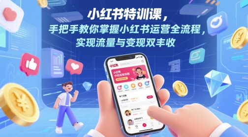 小红书特训课，手把手教你掌握小红书运营全流程，实现流量与变现双丰收-沐风资源库