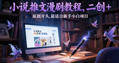 小说推文漫剧教程，二创+原创开头，最适合新手小白项目-沐风资源库