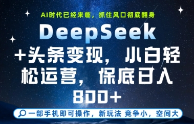 DeepSeek+头条变现，保姆级教学，小白轻松上手，日入8张+【揭秘】-沐风资源库