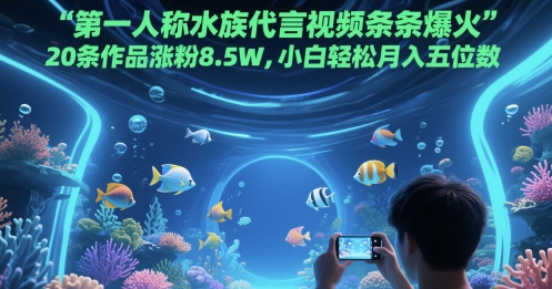 第一人称水族代言视频条条爆火，20条作品涨粉8.5W，小白轻松月入五位数-沐风资源库