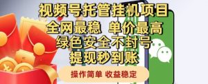 视频号托管挂G项目全网最稳，单价最高，绿色安全不封号提现秒到账，操作简单，收益稳定【揭秘】-沐风资源库