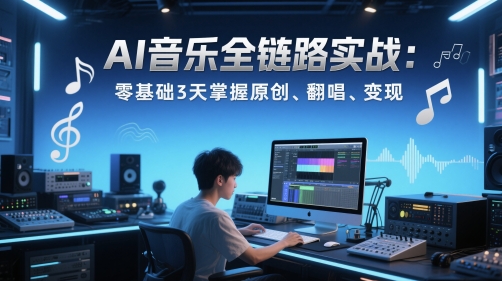 AI音乐全链路实战变现课：零基础3天掌握原创、翻唱、变现-沐风资源库