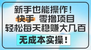 新手也能操作，快手零撸挣米，轻松每天挣2-5张，完全无成本-沐风资源库