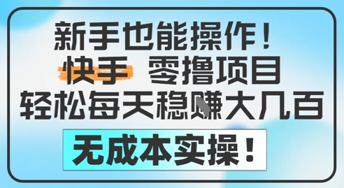 新手也能操作，快手零撸挣米，轻松每天挣2-5张，完全无成本-沐风资源库