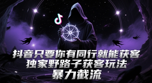抖音只要你有同行就能获客，独家野路子获客玩法，暴力截流【揭秘】-沐风资源库