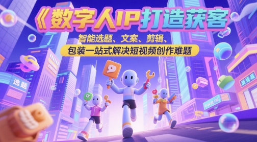 数字人IP打造获客变现实操课，智能选题、文案、剪辑、包装一站式解决短视频创作难题-沐风资源库
