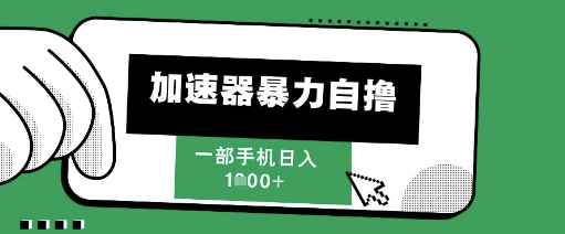 205新风口，加速器暴力自撸，单机日入1k+【揭秘】-沐风资源库