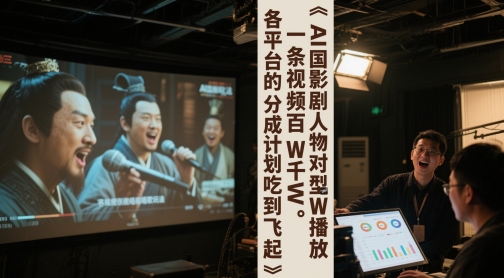 AI三国影视剧人物对口型唱歌玩法，一条视频百W千W播放，各平台的分成计划吃到飞起-沐风资源库