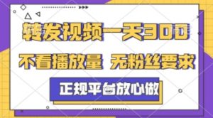 转发视频一天3张+，正规平台放心做，不看播放量，不看粉丝量，一个任务几分钟完成【揭秘】-沐风资源库
