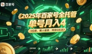 2025年百家号全托管，单号月入4-5位数，懒人福音，纯挂G玩法【揭秘】-沐风资源库
