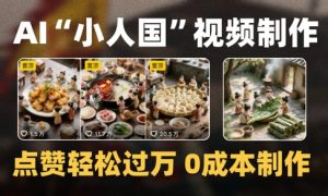 爆款1000W+播放微缩景观迷你小人国AI视频0成本制作全流程教学-沐风资源库