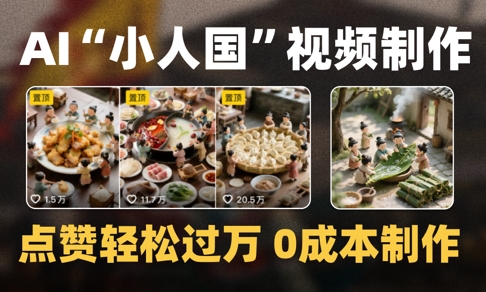 爆款1000W+播放微缩景观迷你小人国AI视频0成本制作全流程教学-沐风资源库