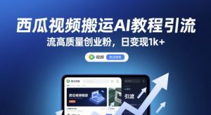 西瓜视频搬运AI教程引流高质量创业粉，日变现1k+【揭秘】-沐风资源库