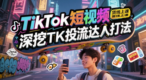 TikTok短视频带货线上课，深挖TK投流达人打法-沐风资源库