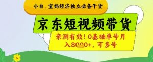 小白宝妈经济独立必备干货，京东短视频带货，亲测有效!0基础单号月入8k+，可多号【揭秘】-沐风资源库