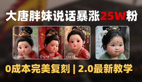 AI大唐胖贵妃说话2.0,40条视频暴涨40w粉,附独家变现攻略-沐风资源库