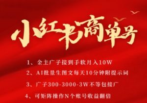 小红书商单号，AI轻松制作PLOG图文，商单接到手软3张-3k一条，每天轻松十分钟，矩阵n个账号，月入几个W-沐风资源库