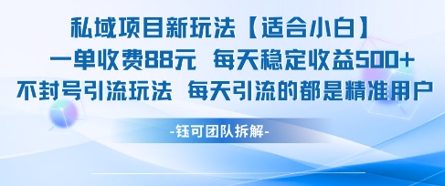 私域项目新玩法【适合小白】 一单收费88.每天稳定收益几张-沐风资源库