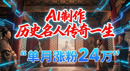 暴力起号！用AI制作历史名人传奇一生，单月涨粉24W，涨粉+变现赛道黑马来了-沐风资源库