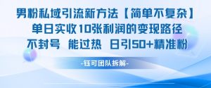 男粉私域引流新方法，单日收10张利润，日引流50+精准粉-沐风资源库