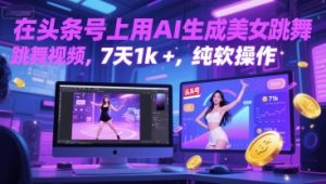 在头条号上用AI生成美女跳舞视频，7天1k+，纯软件操作-沐风资源库