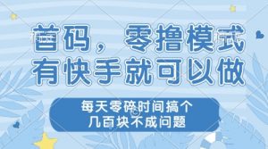 首码，零撸模式，有快手就可以做，每天零碎时间搞个几张不成问题【揭秘】-沐风资源库