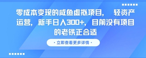 零成本变现的咸鱼虚拟项目， 轻资产运营，新手日入3张+，目前没有项目的老铁正合适-沐风资源库