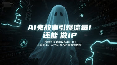 AI鬼故事引爆流量，还能做IP，视频号多渠道收益单日1k+，小白副业、工作室放大的最佳选择-沐风资源库