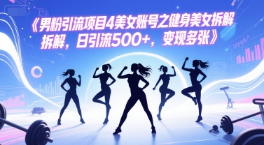 男粉引流项目4美女账号之健身美女拆解，日引流500+，变现多张-沐风资源库