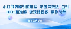 小红书男粉引流玩法不废号玩法日引100男粉变现路径多操作简单-沐风资源库