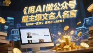 用AI做公众号流量主爆文名人名言，10分钟一篇爆文，最高月入5位数-沐风资源库