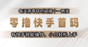 零撸快手首码，每天用零碎时间搞个一两张，有快手就能操作小白轻松上手【揭秘】-沐风资源库
