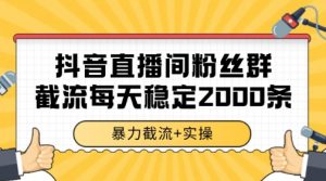 抖音直播间粉丝群暴力截流，一台电脑每天稳定2000条数据【揭秘】-沐风资源库
