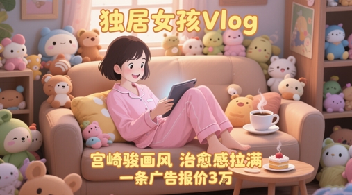 单个账号涨粉71W！用AI制作独居女孩Vlog，宫崎骏画风，治愈感拉满，一条广告报价3W-沐风资源库