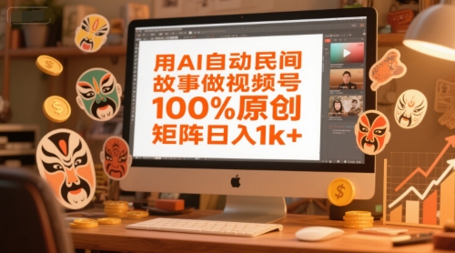 用AI自动民间故事做视频号，100%原创，矩阵日入1k+-沐风资源库