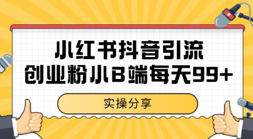小红书抖音创业粉，小B端粉自热，日引99+的一个玩法【揭秘】-沐风资源库