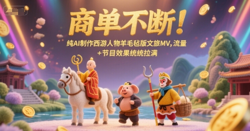 商单不断！纯AI制作西游人物羊毛毡版文旅MV，流量+节目效果统统拉满-沐风资源库