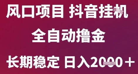 风口项目，六月最新玩法抖音无人挂G，全自动撸金，长期稳定 日入2k+【揭秘】-沐风资源库