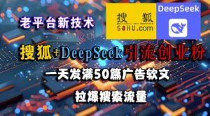 搜狐+DeepSeek引流创业粉，老平台新技术，一天发满50篇广告软文，拉爆搜索流量-沐风资源库
