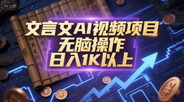 文言文AI视频项目，无脑操作，日入1K以上-沐风资源库