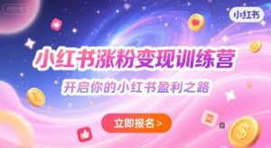 小红书涨粉变现训练营，开启你的小红书盈利之路-沐风资源库