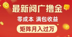 最新阅广撸金项目，零成本满包收益，可矩阵操作，月入过1W【揭秘】-沐风资源库