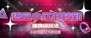 悟空小红书拉新，保姆级玩法，小白也能日入四位数-沐风资源库