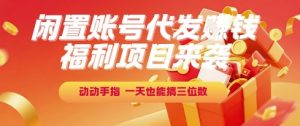 福利项目来袭，闲置账号代发挣钱，动动手指，一天也能搞三位数【揭秘】-沐风资源库